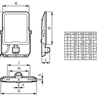 Philips LED floodlight 30W IP65 3300-3600 lumens 3000K 4000K 6500K Grey housing IK07 outdoor lighting