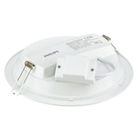 Philips LED downlight DN065B, metal white, 12W, warm white light, 120 lumens, wide 110° beam angle, cut-out size 150mm, ideal for cozy indoor lighting