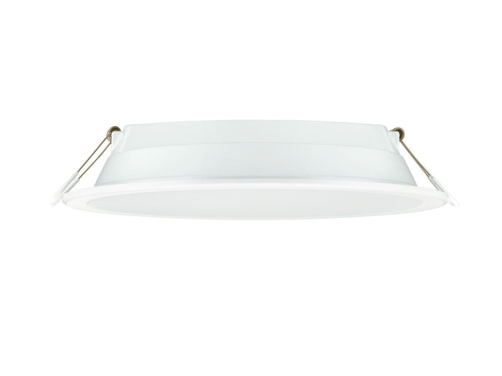 Philips LED downlight DN065B, metal white, 12W, warm white light, 120 lumens, wide 110° beam angle, cut-out size 150mm, ideal for cozy indoor lighting