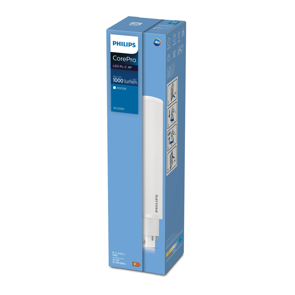 Lampada Philips CorePro LED PLC 6.9W 3000K G24d-2 con 700 lumen e fascio di 120°