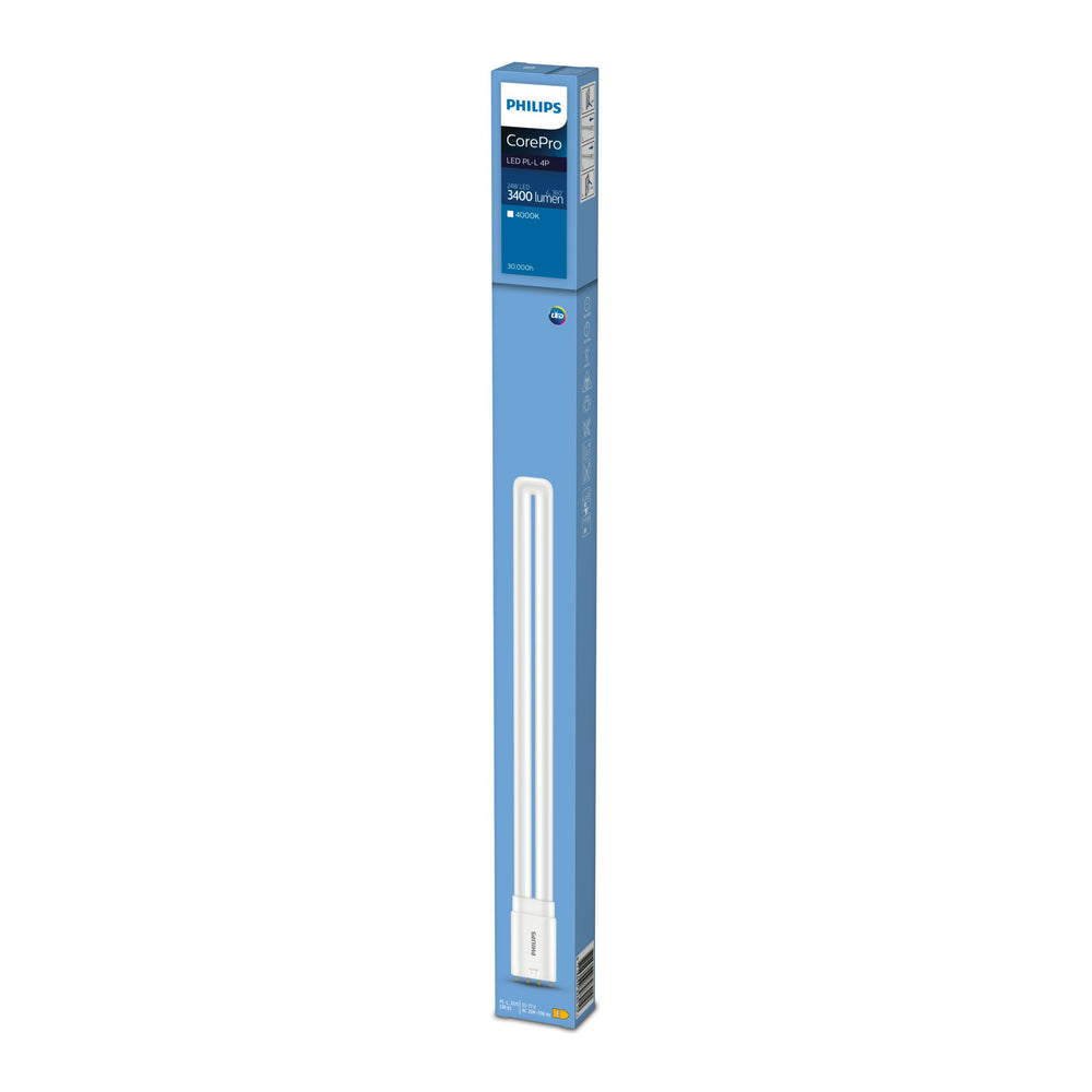Philips CorePro LED PLL 24W 3000K 3200 lumens 2G11 frosted tube light, 220-240V, CRI 80, 30000h lifetime