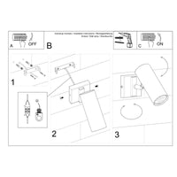 Sollux Lighting direzione black wall lamp, 220-240V LED, IP20, 80 CRI, 50W max