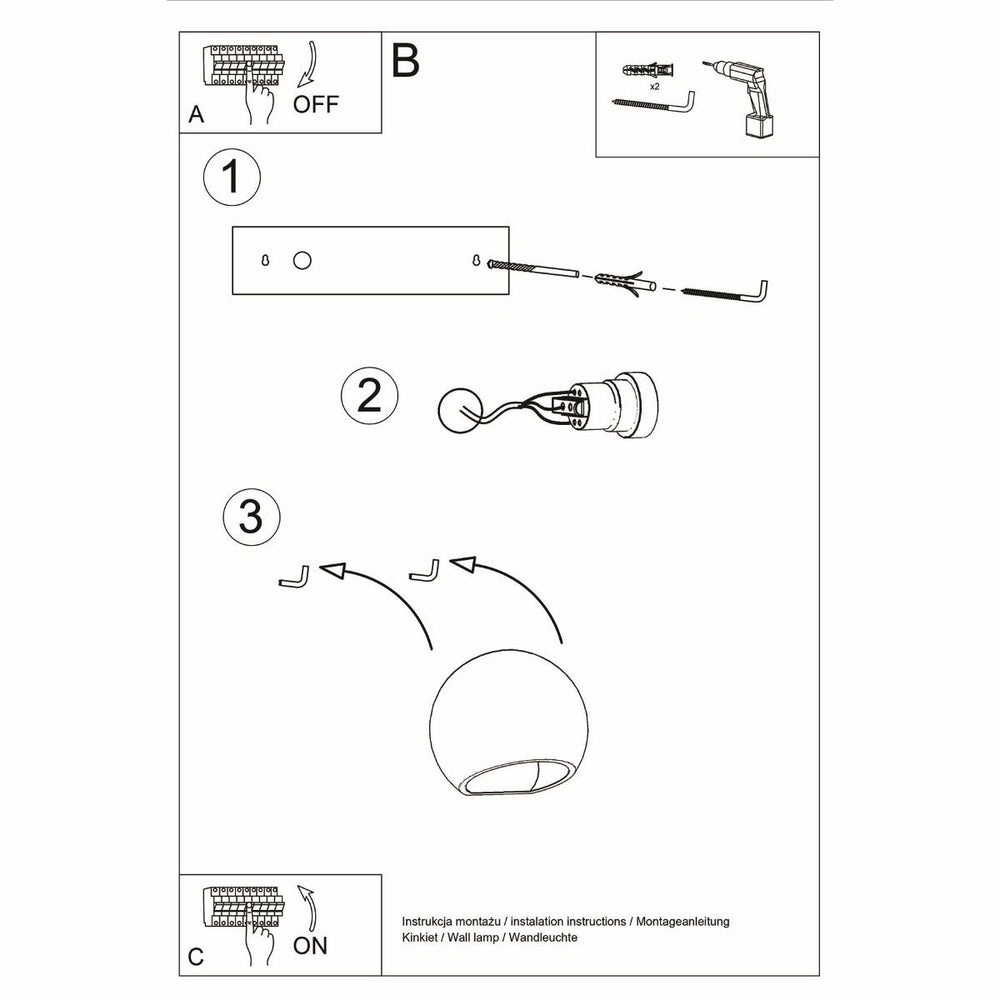 Lampada LED Sollux Lighting 50W globo in alluminio, IP20, 220-240V, 4000K, finitura oro opaco