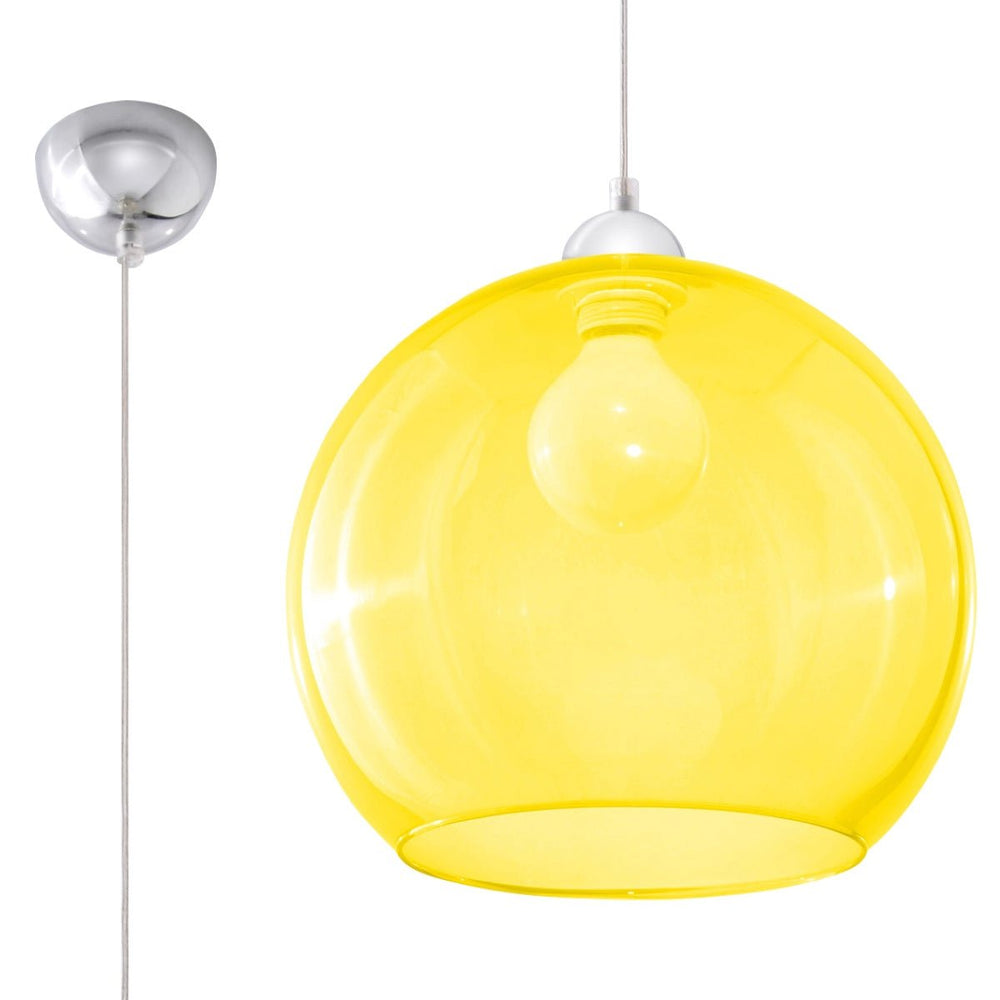 Sollux Lighting hanglamp BALL geel, LED, 220-240V, mat goud finish