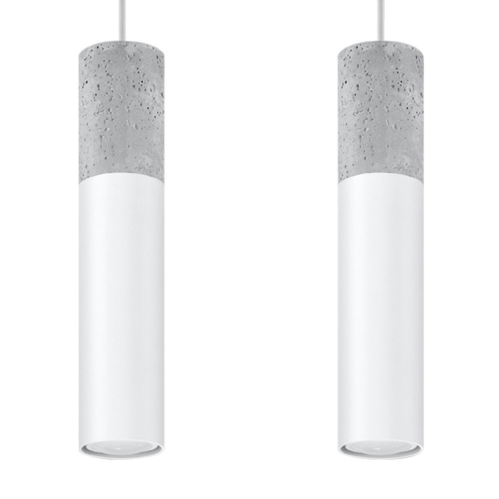 Sollux Lighting Borgio 2 LED pendant lamp white concrete 2 GU10 40W