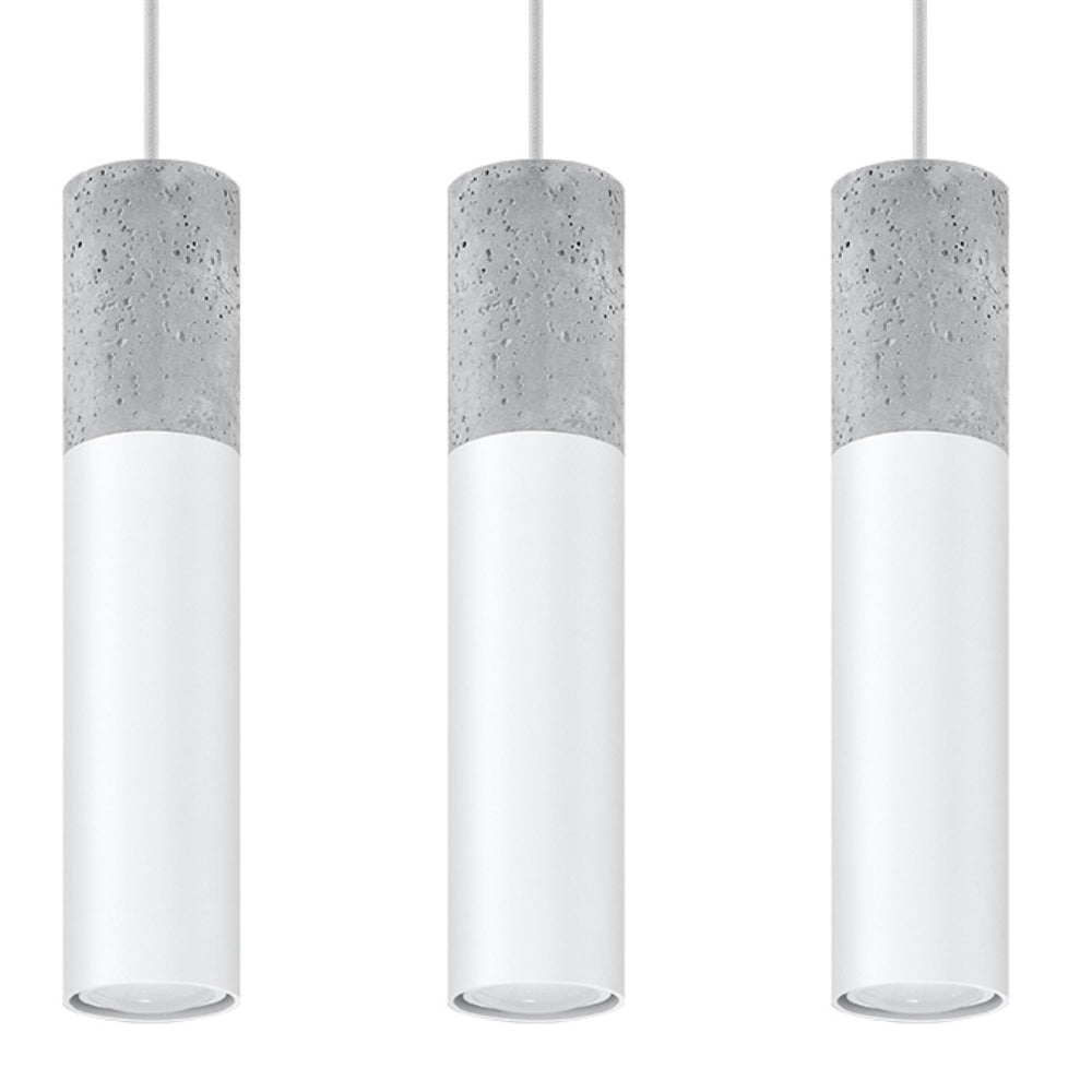 LED hanglamp wit beton borgio 3xGU10 fitting 50W Sollux Lighting