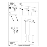 LED hanglamp wit beton borgio 3xGU10 fitting 50W Sollux Lighting