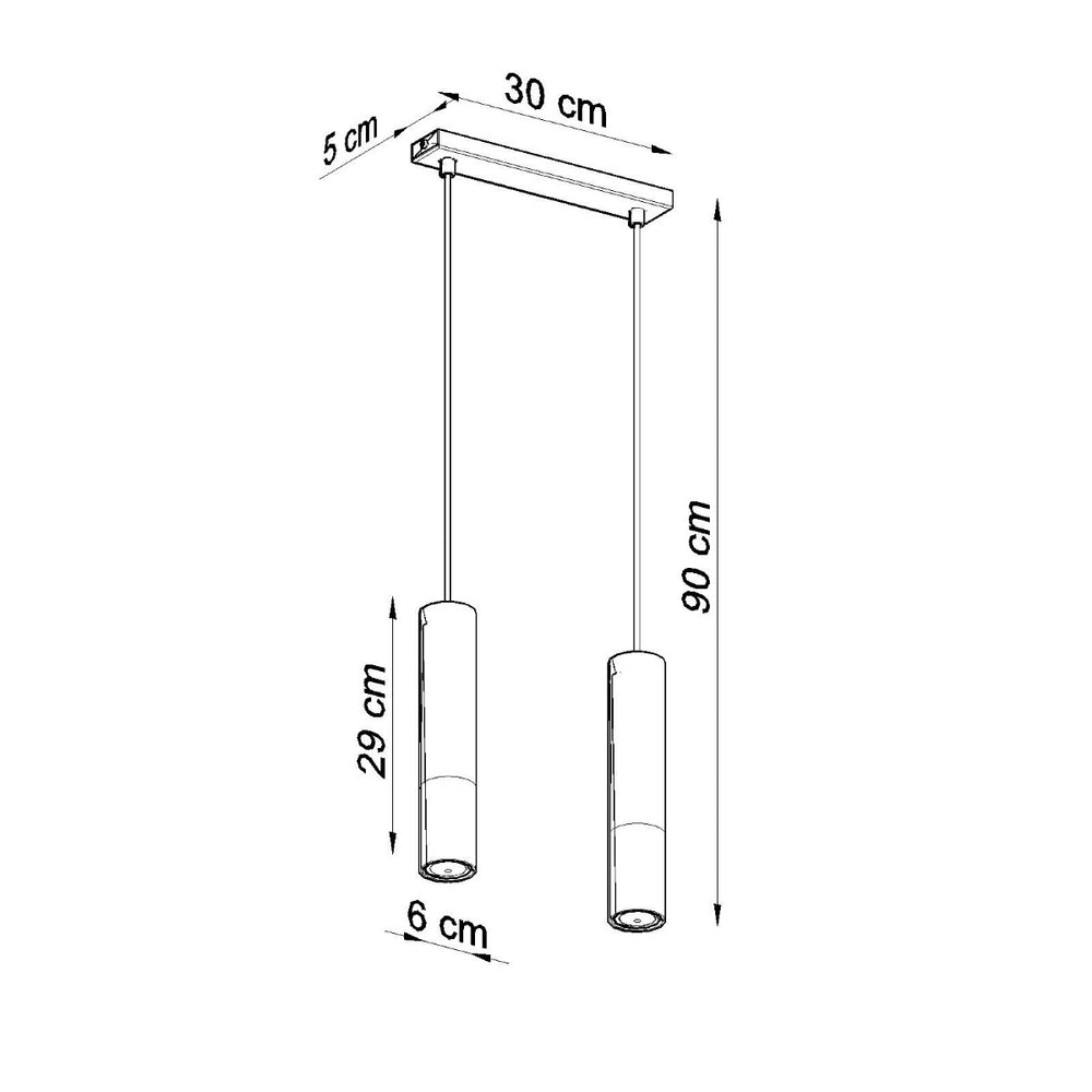 LED hanglamp zwart chrome with 2 x GU10 fitting by Sollux Lighting