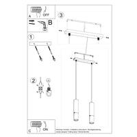 LED hanglamp zwart chrome with 2 x GU10 fitting by Sollux Lighting