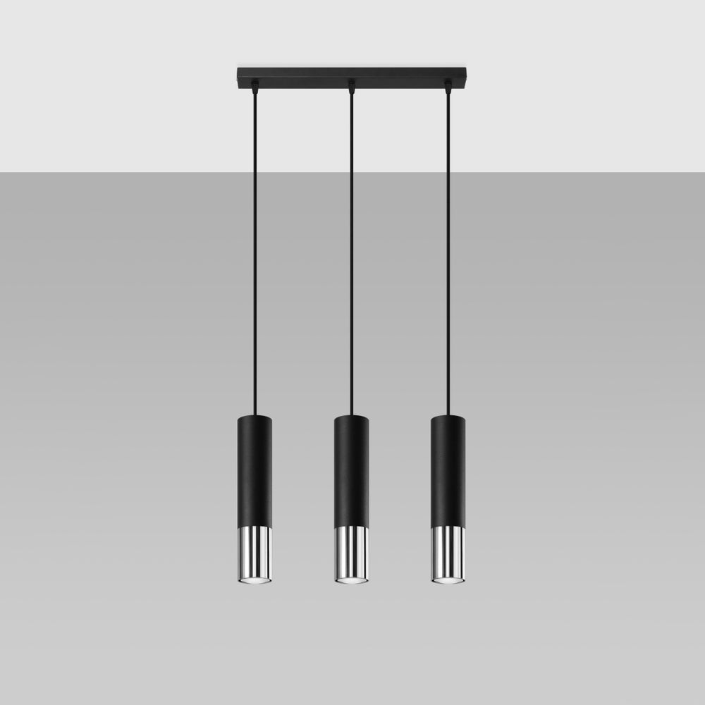 Led hanglamp zwart chrome loopez 3x gu10 fitting by sollux lighting