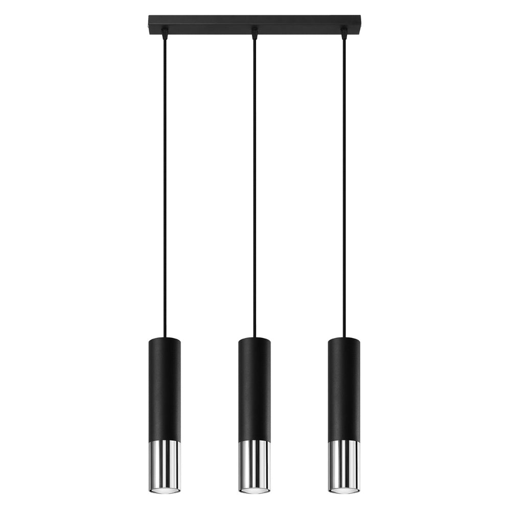 Led hanglamp zwart chrome loopez 3x gu10 fitting by sollux lighting
