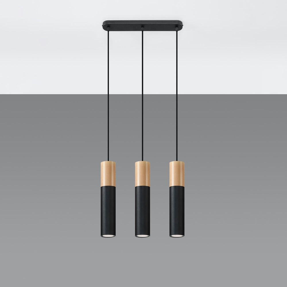 Lampada a sospensione Sollux Lighting Pablo 3 nera 3 lampadine altezza 900 mm compatibile con LED