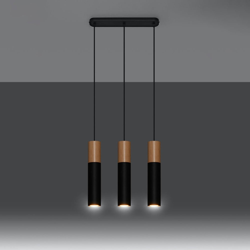 Lampada a sospensione Sollux Lighting Pablo 3 nera 3 lampadine altezza 900 mm compatibile con LED