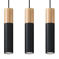 Lampada a sospensione Sollux Lighting Pablo 3 nera 3 lampadine altezza 900 mm compatibile con LED
