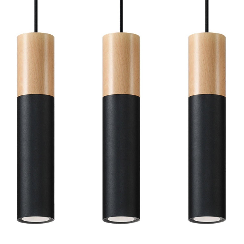 Lampada a sospensione Sollux Lighting Pablo 3 nera 3 lampadine altezza 900 mm compatibile con LED