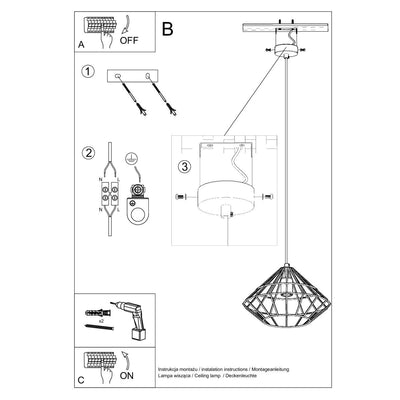 Sollux Lighting Umberto black pendant lamp, LED, 220-240V, IP20, 80 CRI, aluminum, 104mm