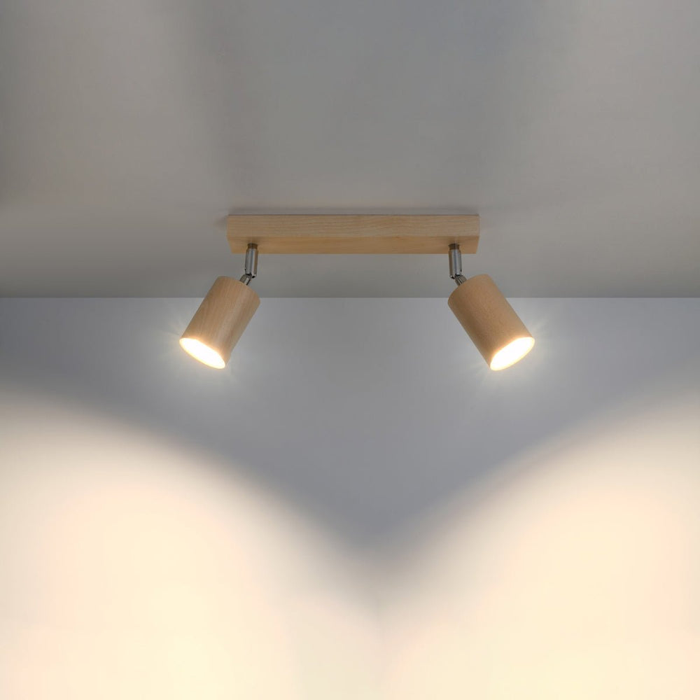Sollux Lighting plafondspot BERG 2 natural wood LED 50W, 220-240V, IP20