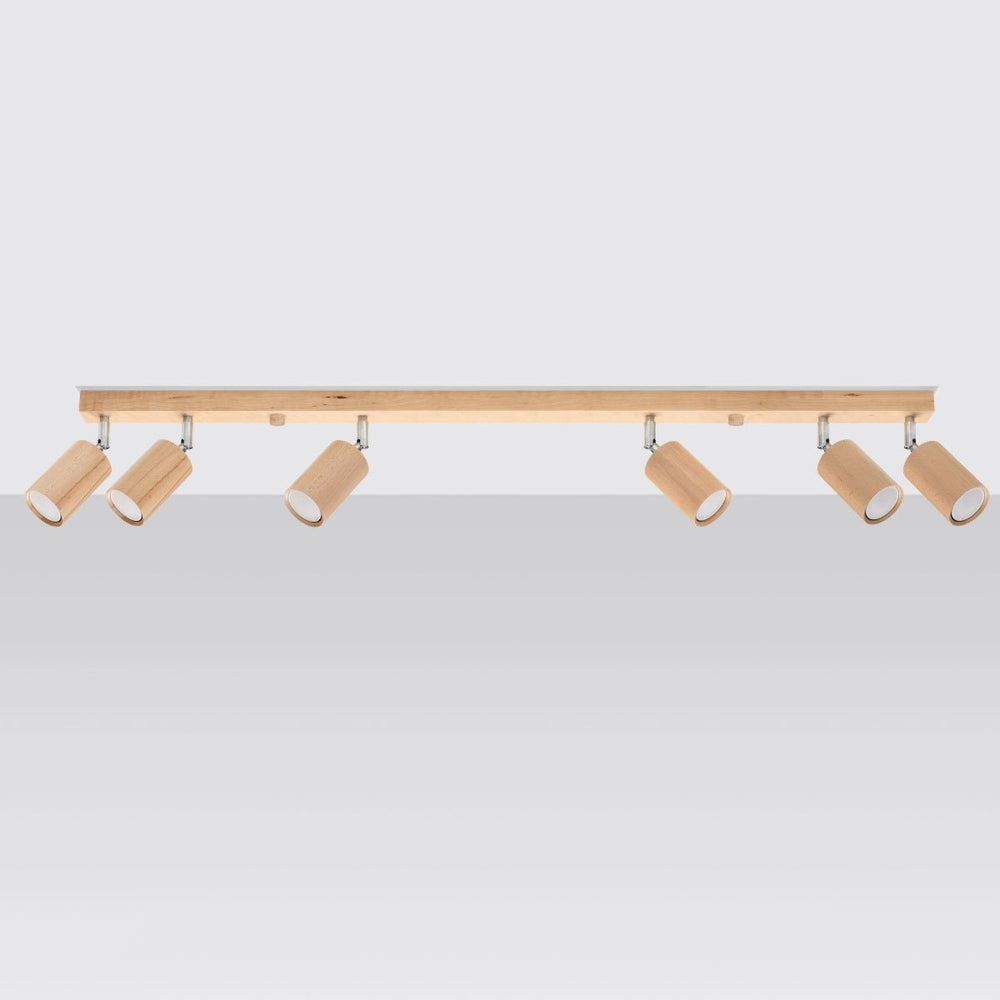 Plafondspot BERG 6 LED light by Sollux Lighting in natural wood, 104mm, 50 W, IP20