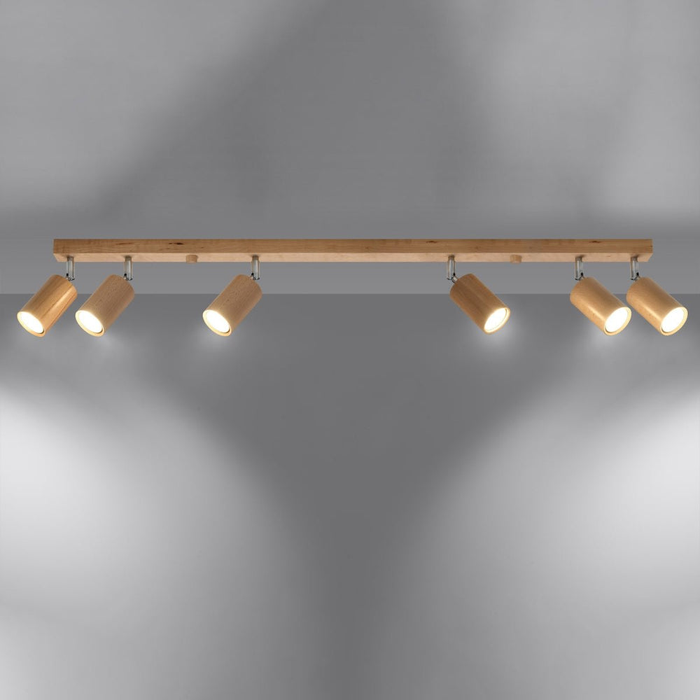 Plafondspot BERG 6 LED light by Sollux Lighting in natural wood, 104mm, 50 W, IP20