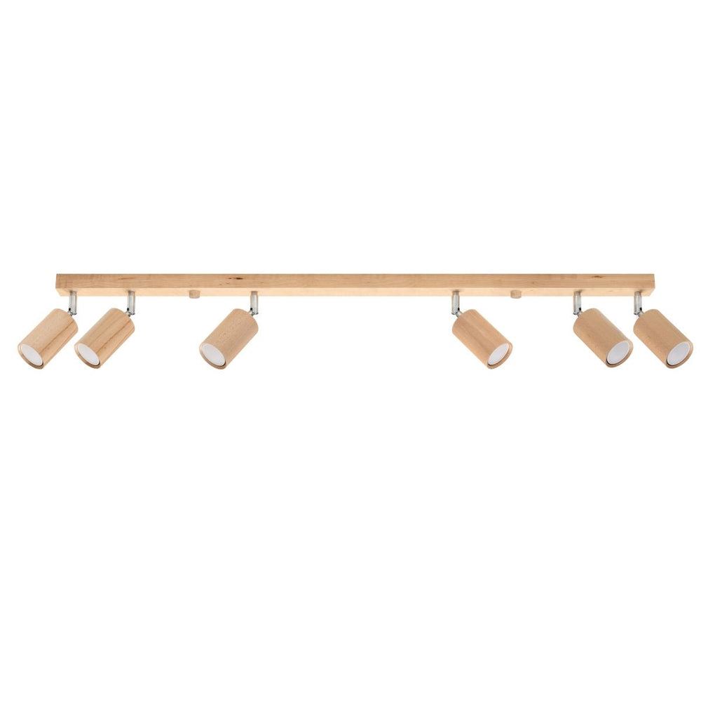 Plafondspot BERG 6 LED light by Sollux Lighting in natural wood, 104mm, 50 W, IP20