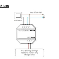 Modulo dimmer LED Tsong 300W AC TRIAC, compatibile telecomando RF 2.4GHz, IP20, 220-240V, CE RoHS