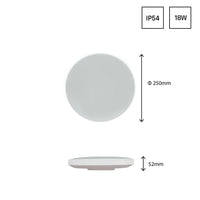 Plafoniera LED Spectrum con sensore 18W 3000K 1950 lumen 230V IP54 IK04 Bianco Nero rotonda