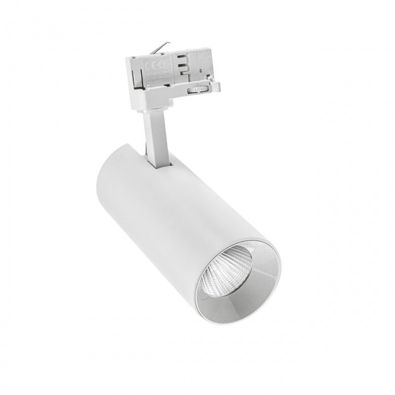 Andromeda COB LED 25W bianco caldo 3000K per binario a 3 fasi, angolo di radiazione regolabile 36-60 gradi, 3200 lumen