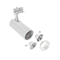Andromeda COB LED 25W bianco caldo 3000K per binario a 3 fasi, angolo di radiazione regolabile 36-60 gradi, 3200 lumen