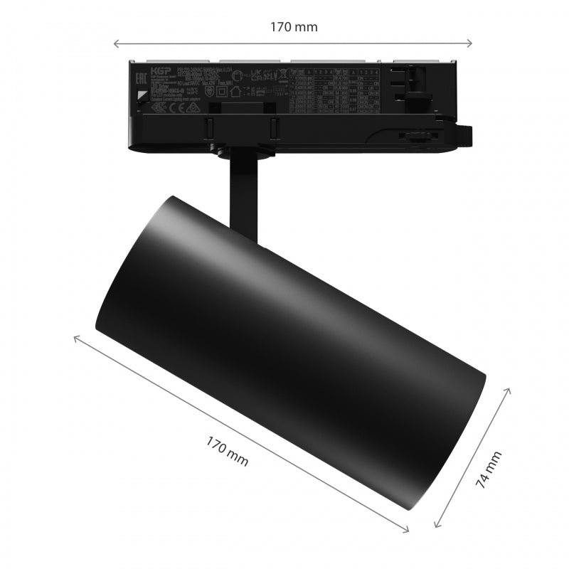 Faretto LED incasso Andromeda Spectrum nero, 3000 lumen, 3000K, IP20, CRI &gt;90, angolo di radiazione 36°/60°, 15-27W regolabile