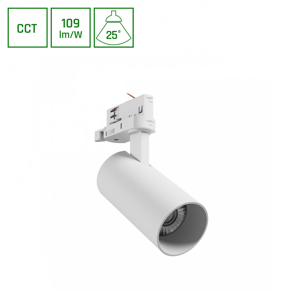 Andromeda prime 3F faretti bianchi, 16W, 230V, IP20, 6000K, 25 gradi, 1200 lumen, kit di montaggio monofase