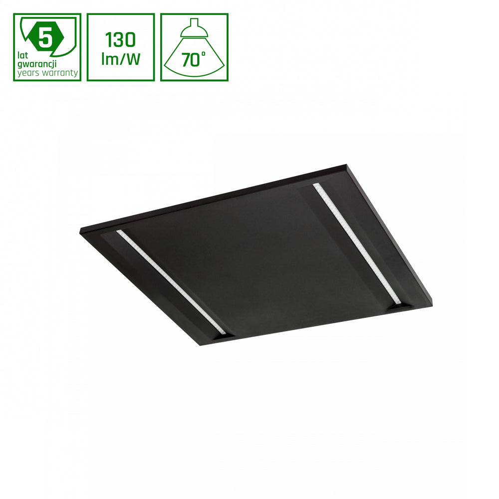 Pannello LED da soffitto Spectrum Algine Line nero 600x600mm 44W 4000K 5700 lumen IP20 non dimmerabile