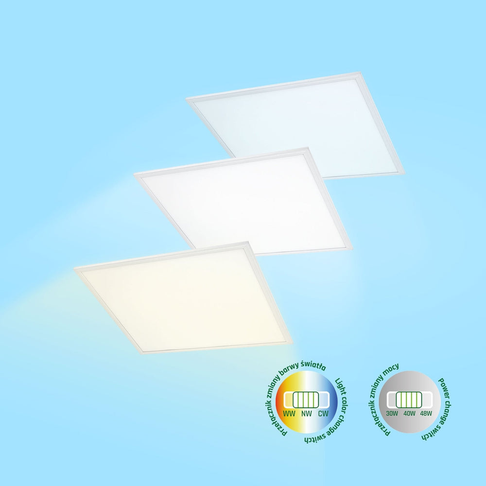 Pannello LED da incasso Spectrum Algine CCT 6000K 600x600mm bianco, 48W con flusso luminoso di 6300 per ufficio e casa