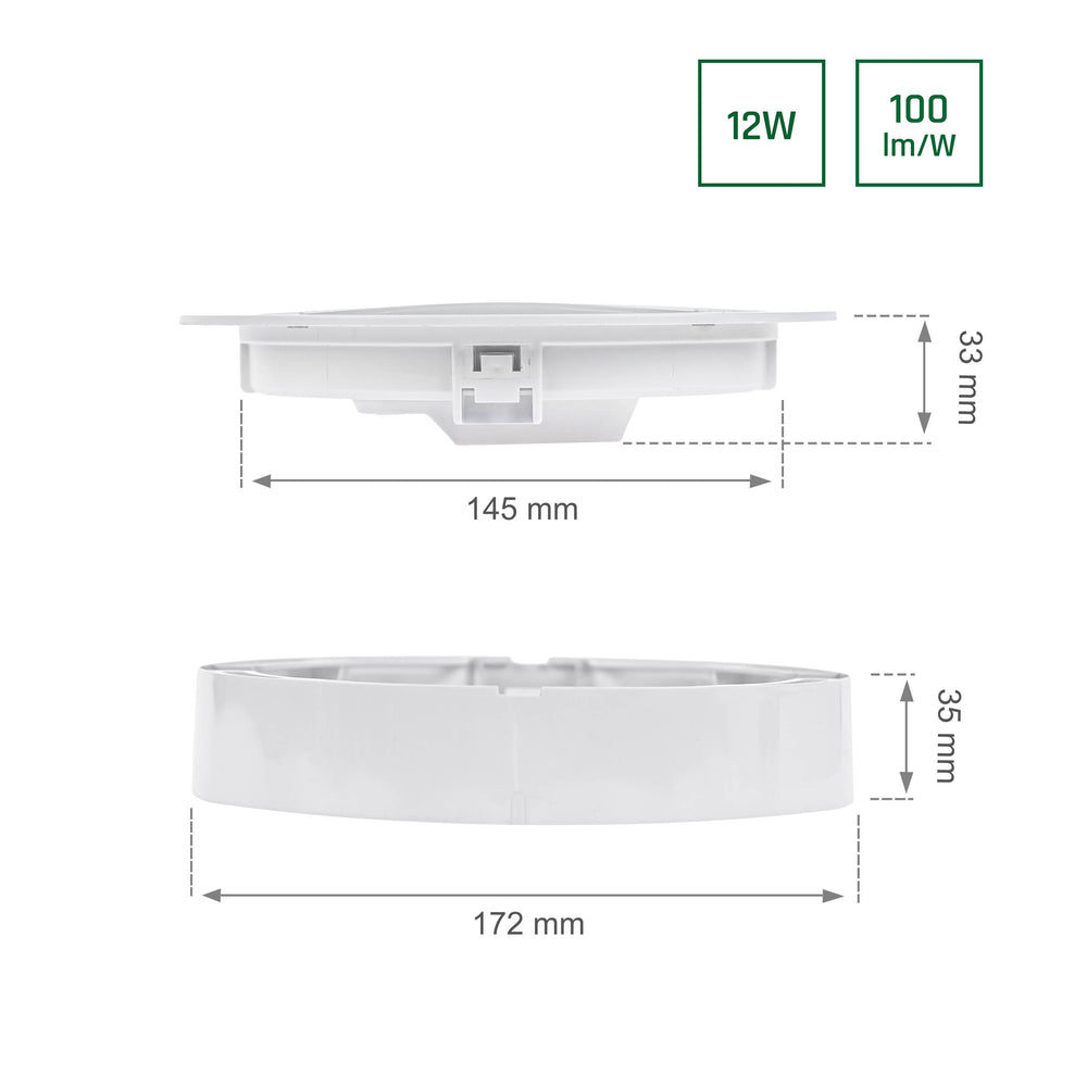 Algine 2in1 Surface/Recessed Downlight 12W 120lm by Spectrum - ideal LED lighting for ceiling installation in modern living spaces