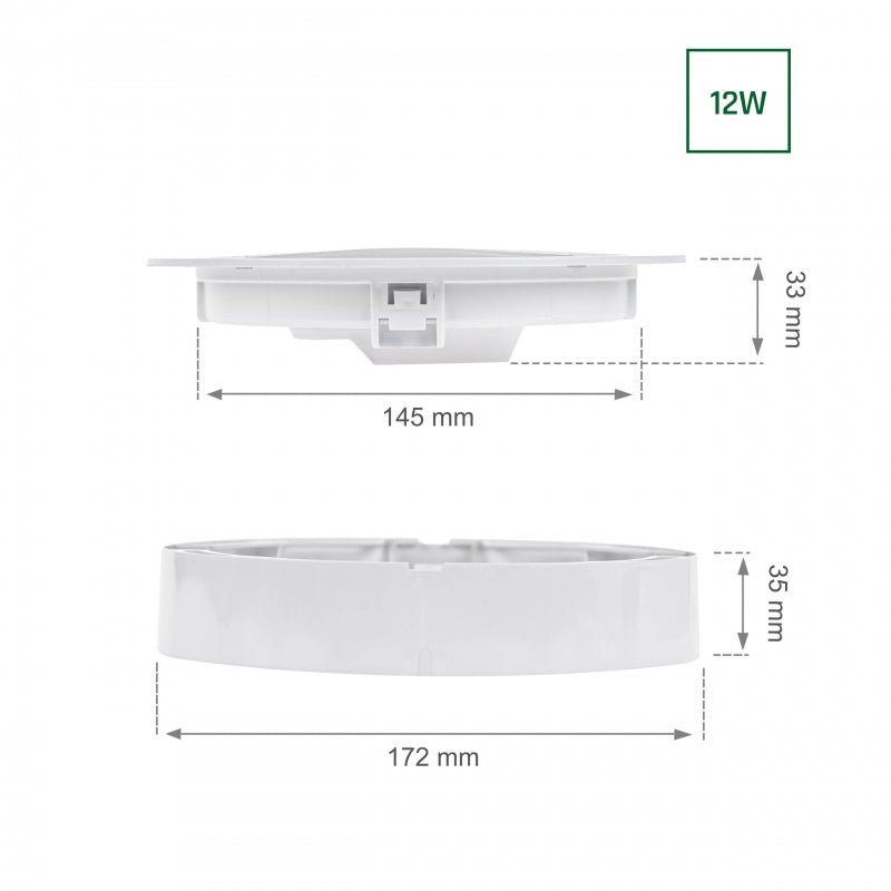 Spectrum algine 2in1 downlight 12W 150 lumens warm white 3000K IP20 round for ceiling and wall mounting