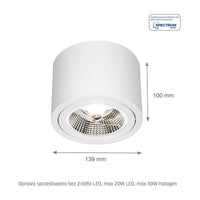 Chloe AR111 GU10 Bianco spot LED regolabile per uso interno - Spectrum IP20, 17000 ore di sostenibilità tecnologica