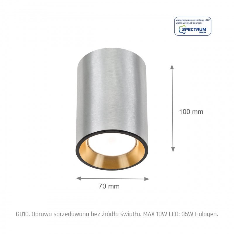 Spectrum Chloe Mini P20 LED spot argento 4000K 250V, GU10, 17000 ore di durata, IP20, montaggio superficiale