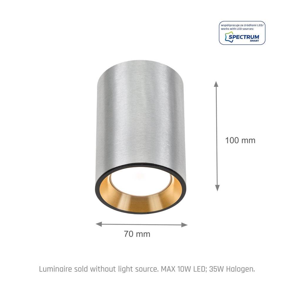 Spectrum Chloe Mini P20 LED spot argento 4000K 250V, GU10, 17000 ore di durata, IP20, montaggio superficiale