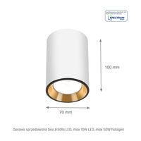 Spectrum CHLOE MINI LED ceiling spotlight, 1x GU10 socket, surface mounted, White/Gold, IP20 aluminum