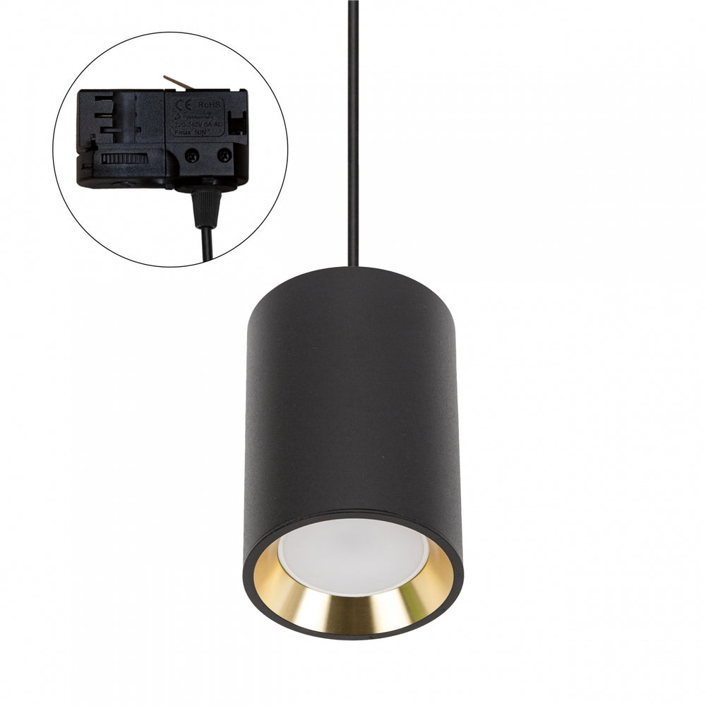 Spectrum CHLOE GU10 faretti su binario 3-fasi, nero con oro, IP20, 70x100mm, alluminio, 250V, uso interno