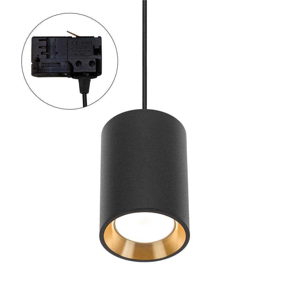 Spectrum CHLOE MINI GU10 3-Phase Track Light, 250V, IP20, Black with Gold Inner, Aluminum Housing