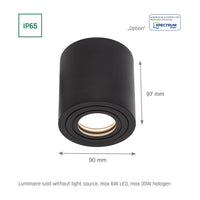 Spot LED rotondo nero Spectrum CHLOE GU10 IP65 per uso interno, alloggiamento in alluminio, 250V, 17000 lumen, montaggio superficiale