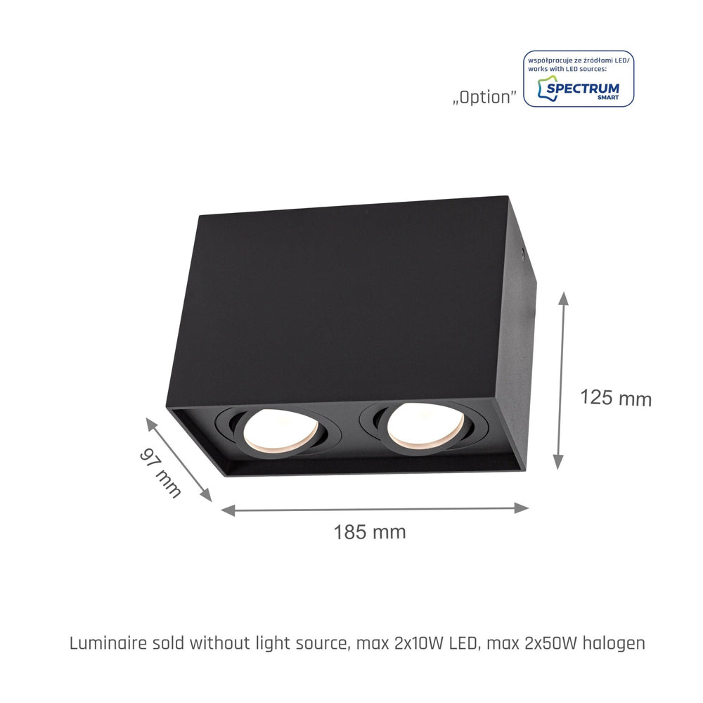 Spot regolabile nero 2xGU10 IP20 Chloe Duo di Spectrum, struttura in alluminio, 250V, uso interno