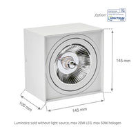Spectrum CHLOE AR111 GU10 faretto LED quadrato, IP20, bianco, corpo in alluminio, 250V, uso interno, lunga durata