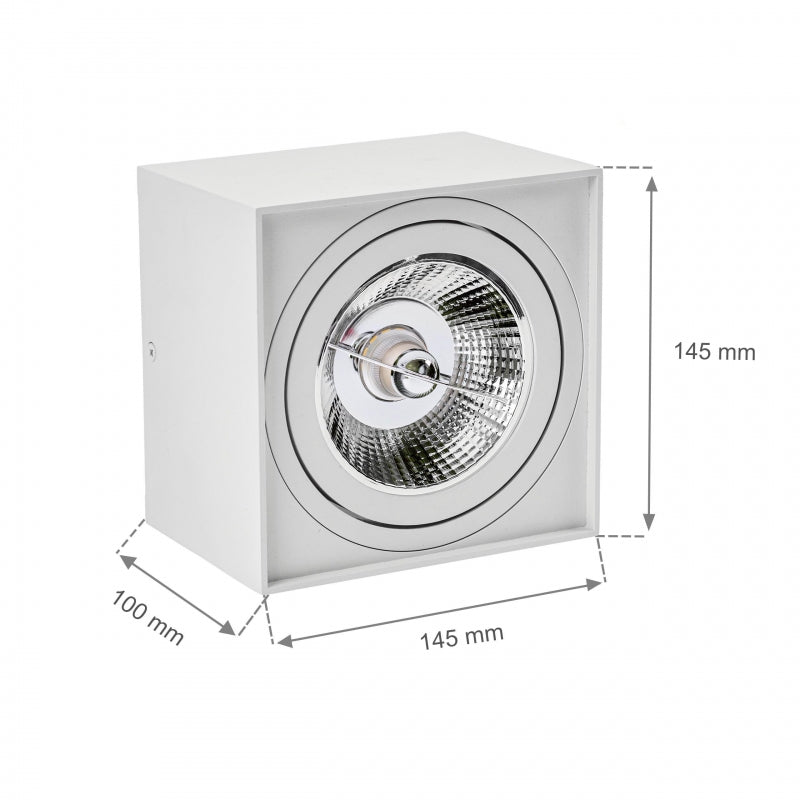 Spectrum CHLOE AR111 GU10 faretto LED quadrato, IP20, bianco, corpo in alluminio, 250V, uso interno, lunga durata