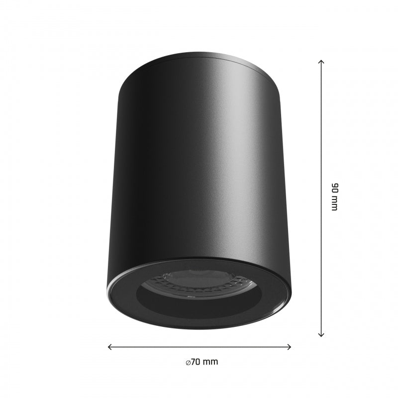 Spectrum CHLOE GU10 250V IP44 LED downlight nero, 70x90mm, alloggiamento in alluminio, impermeabile, uso interno, installazione semplice