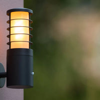 Lucide solid outdoor wall lamp Ø9cm E27 IP54 anthracite LED