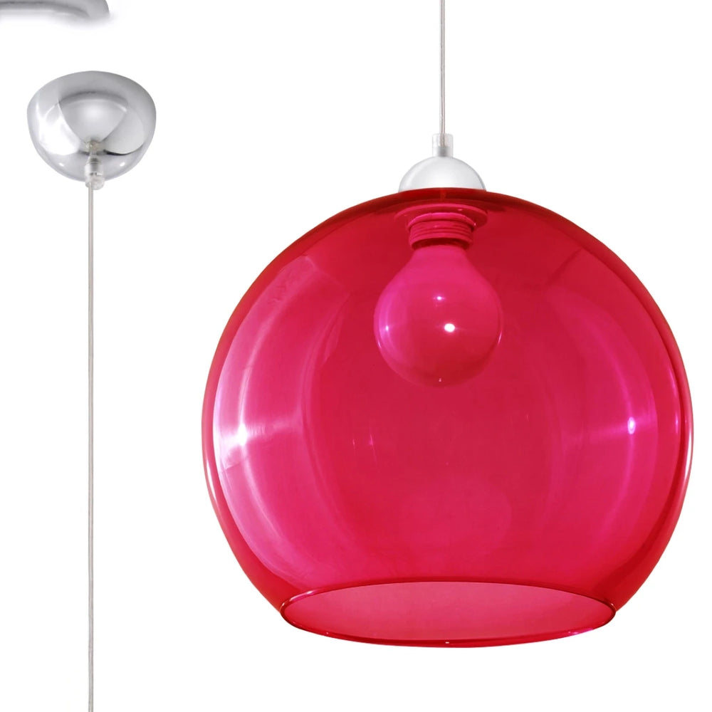 Lampada a sospensione Sollux Lighting BALL in Rosso, Alluminio e Acciaio, IP20, 220-240V, max 50W LED, CE RoHS