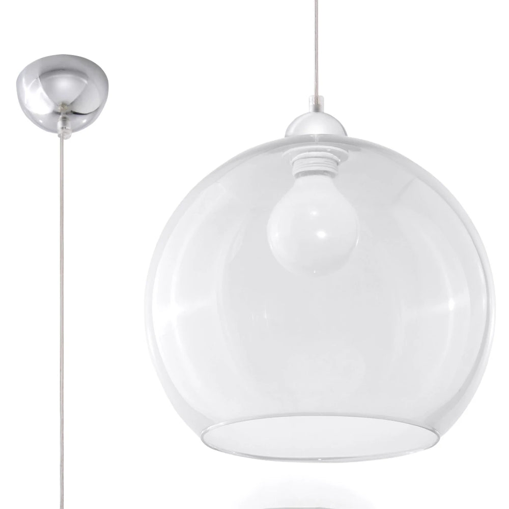Lampada a sospensione Sollux Lighting BALL, paralume trasparente, 220-240V, IP20, CE RoHS, finitura in Alluminio e Ottone