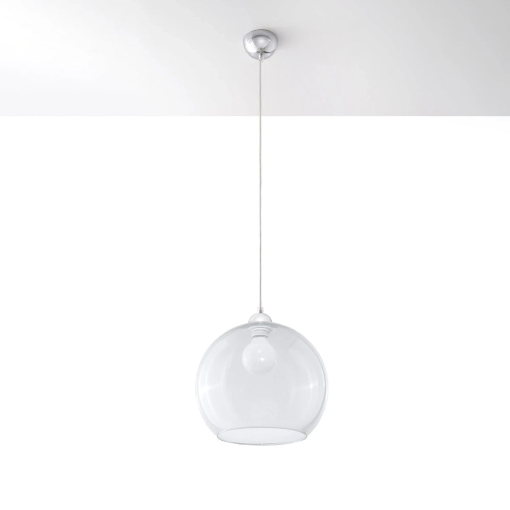 Lampada a sospensione Sollux Lighting BALL, paralume trasparente, 220-240V, IP20, CE RoHS, finitura in Alluminio e Ottone