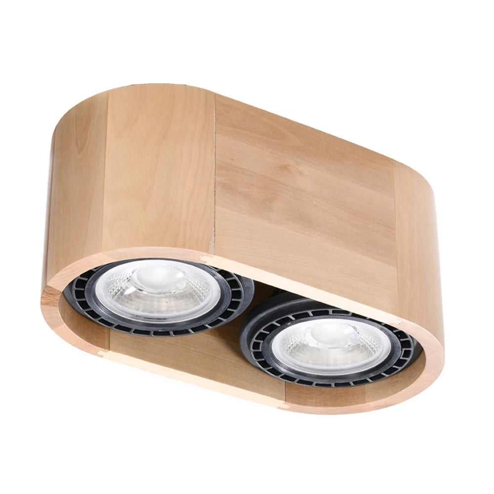 Sollux Lighting BASIC 2 faretto LED da soffitto, legno naturale, IP20, 220-240V, max 50W, CE RoHS